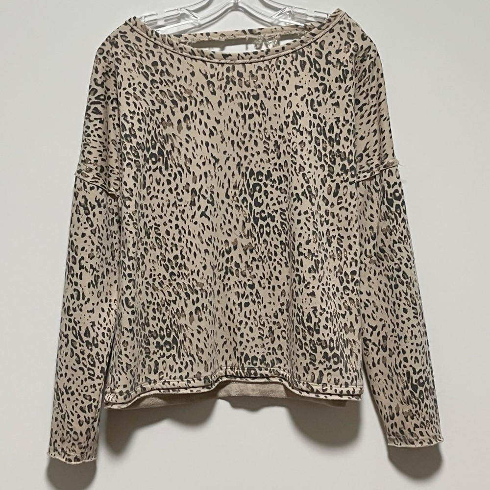 Fate trendy stylish Tan Black leopard Print Long Sleeve contemporary sporty Top
